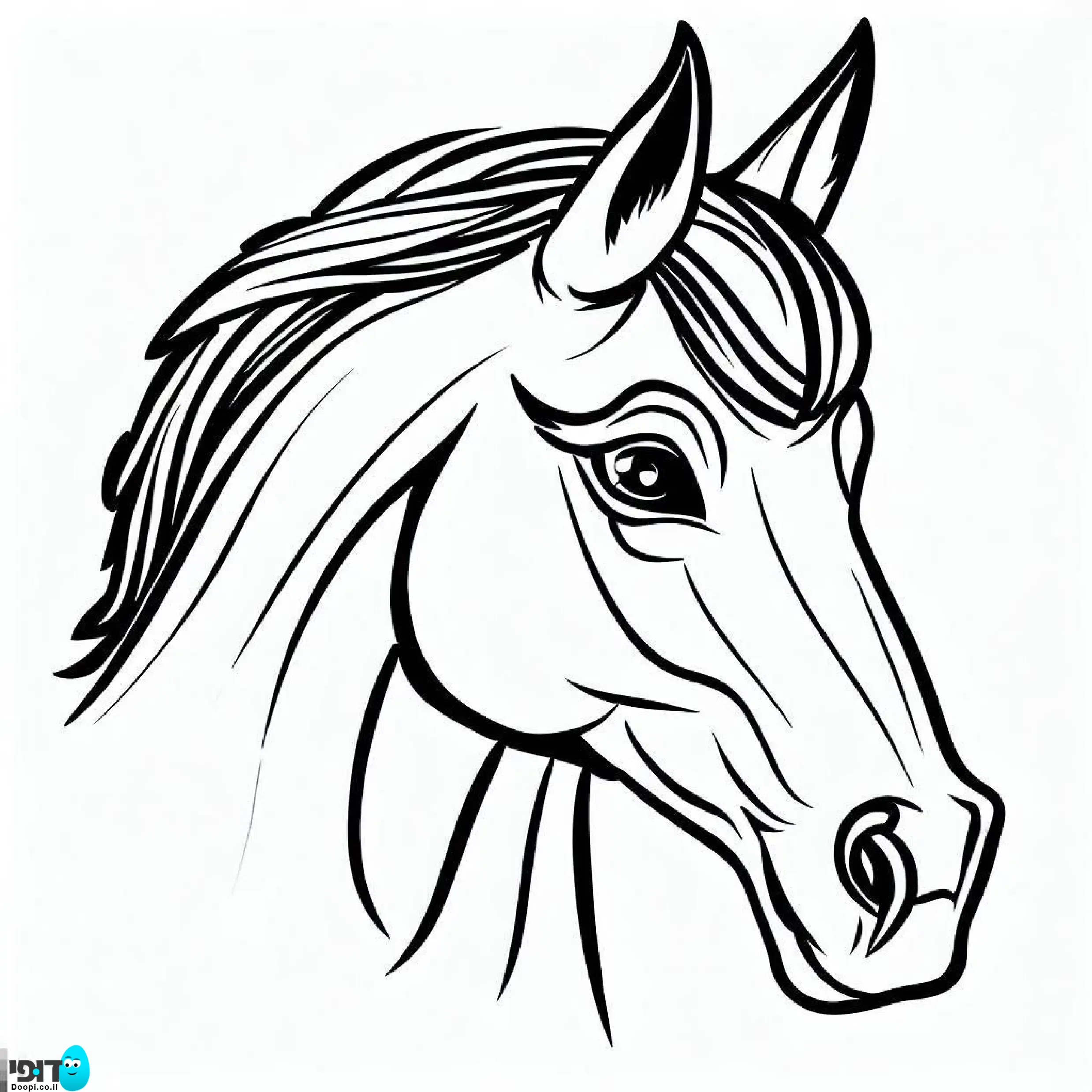 דף צביעה פנים של סוס