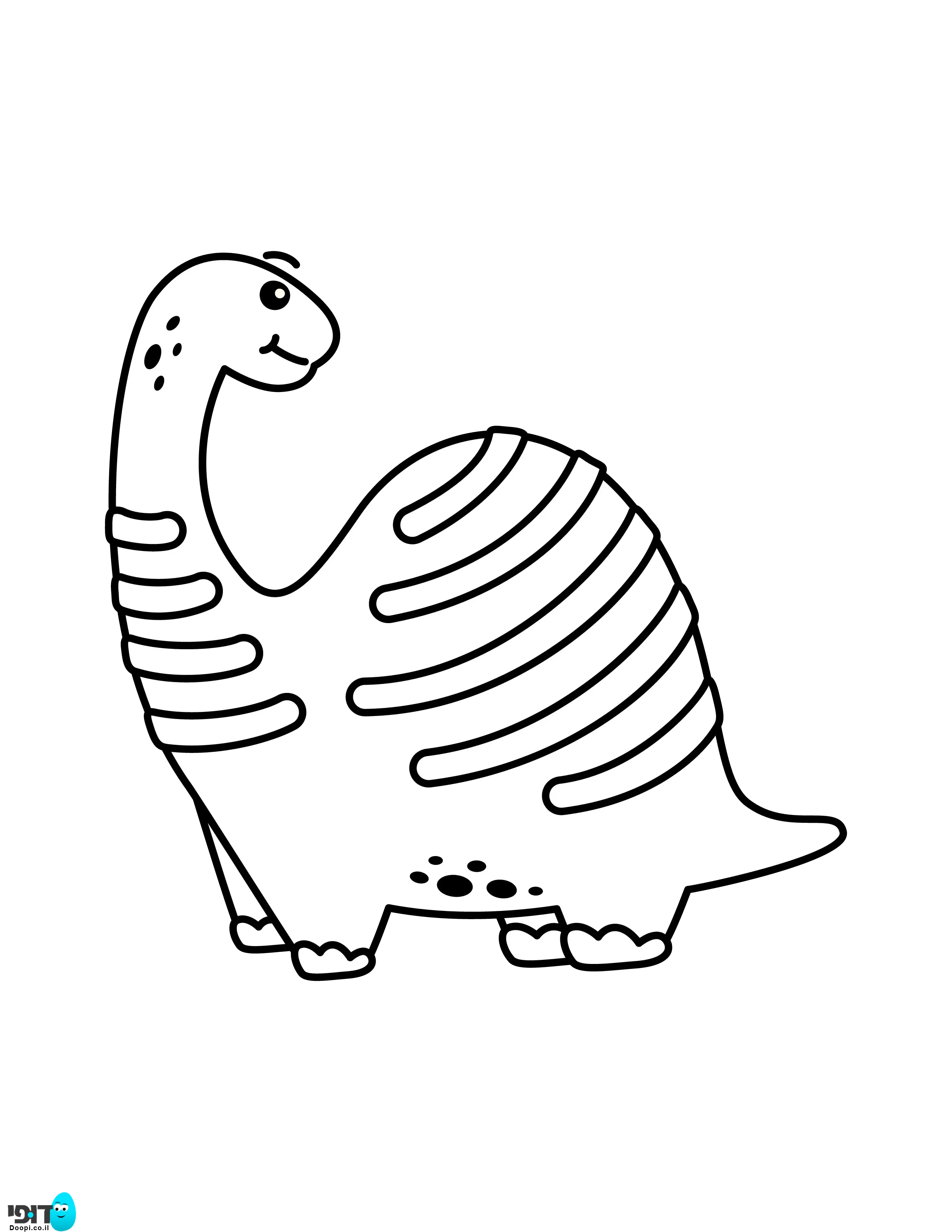 דף צביעה דינוזאור עם פסים