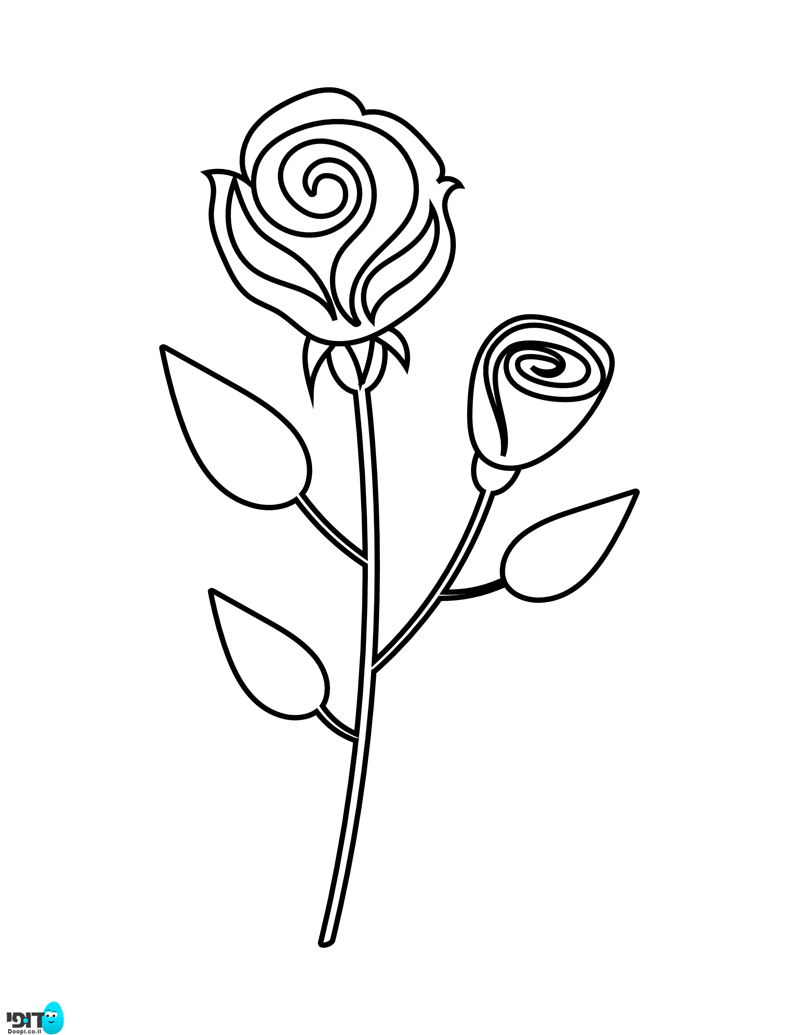 דף צביעה פרח ורד