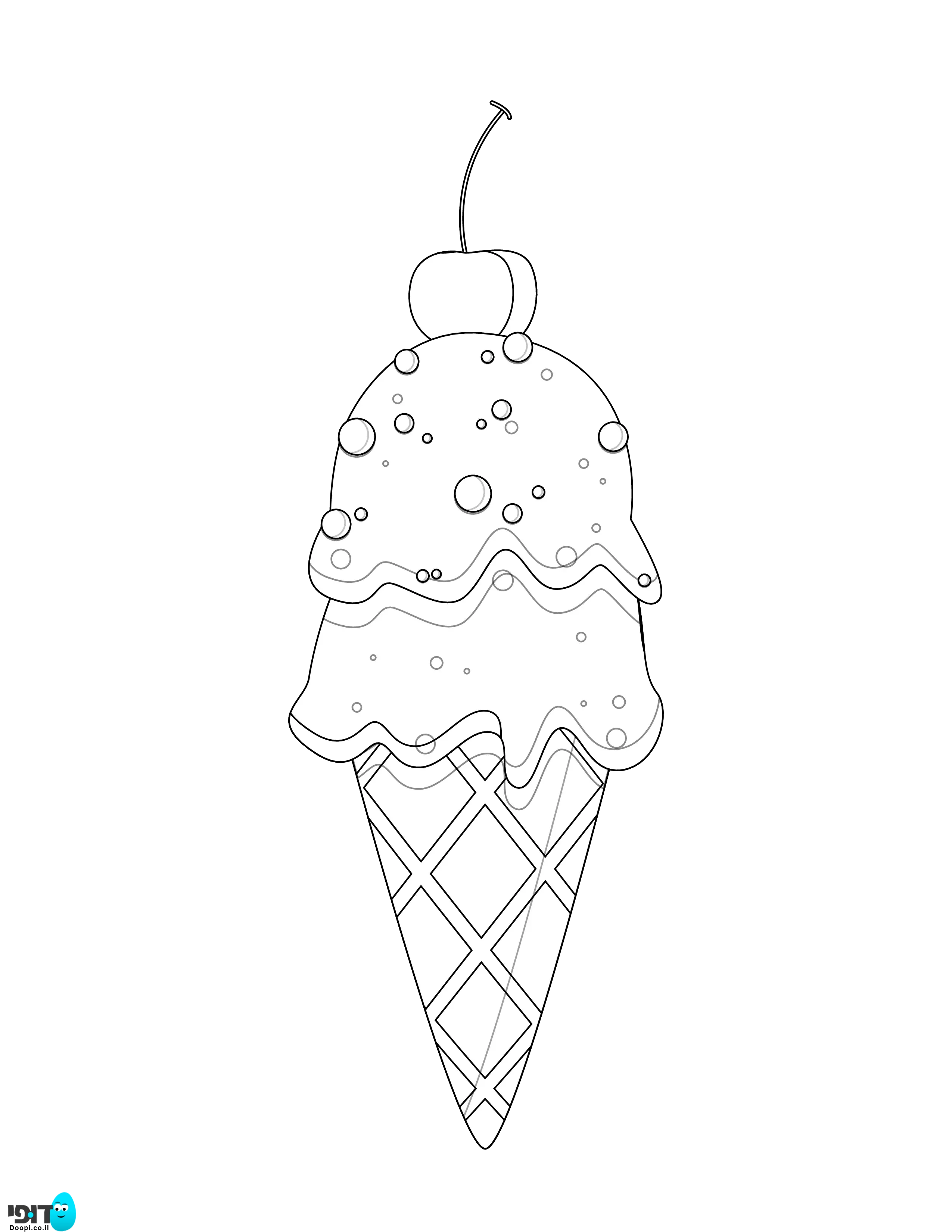 דף צביעה גלידה בגביע