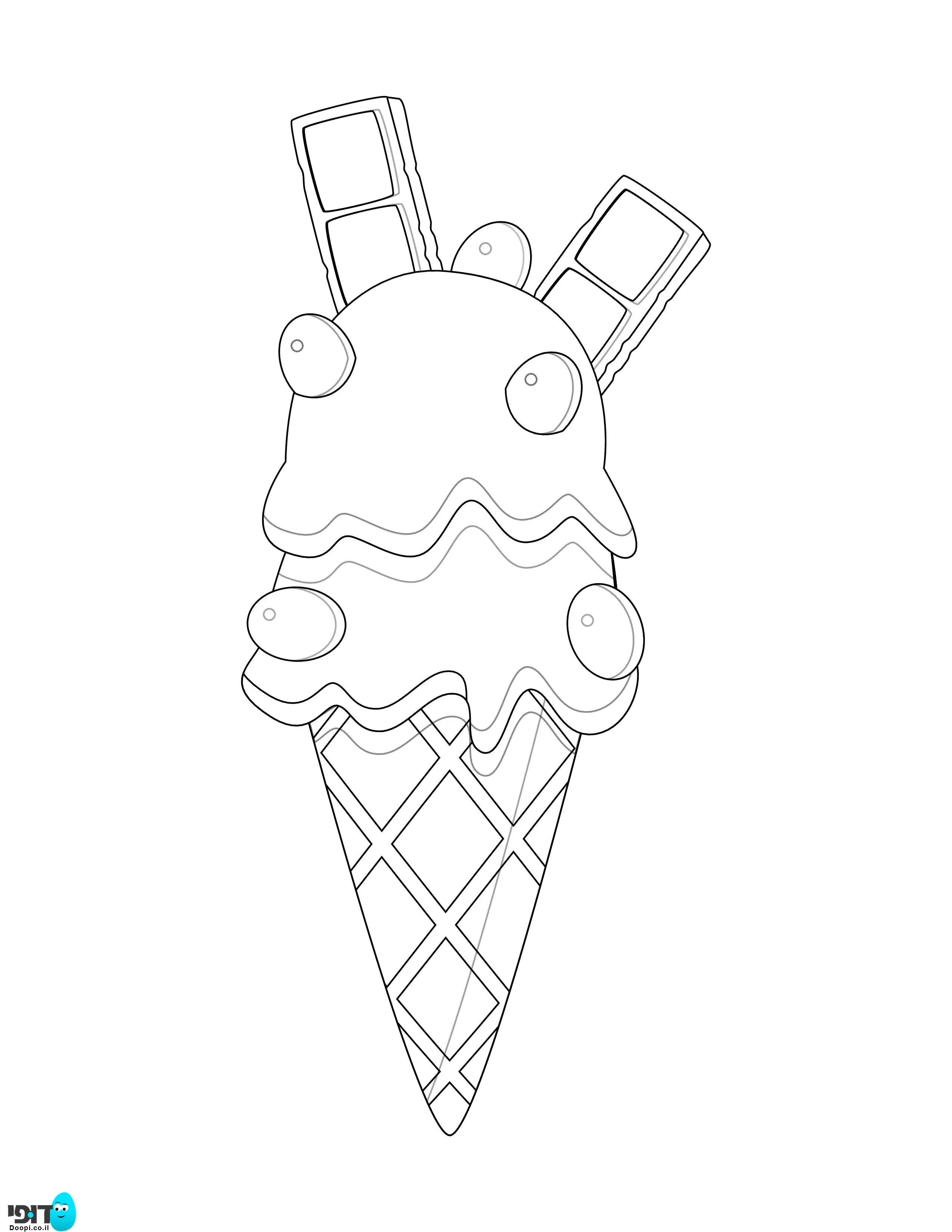 דף צביעה גלידה עם שוקולד