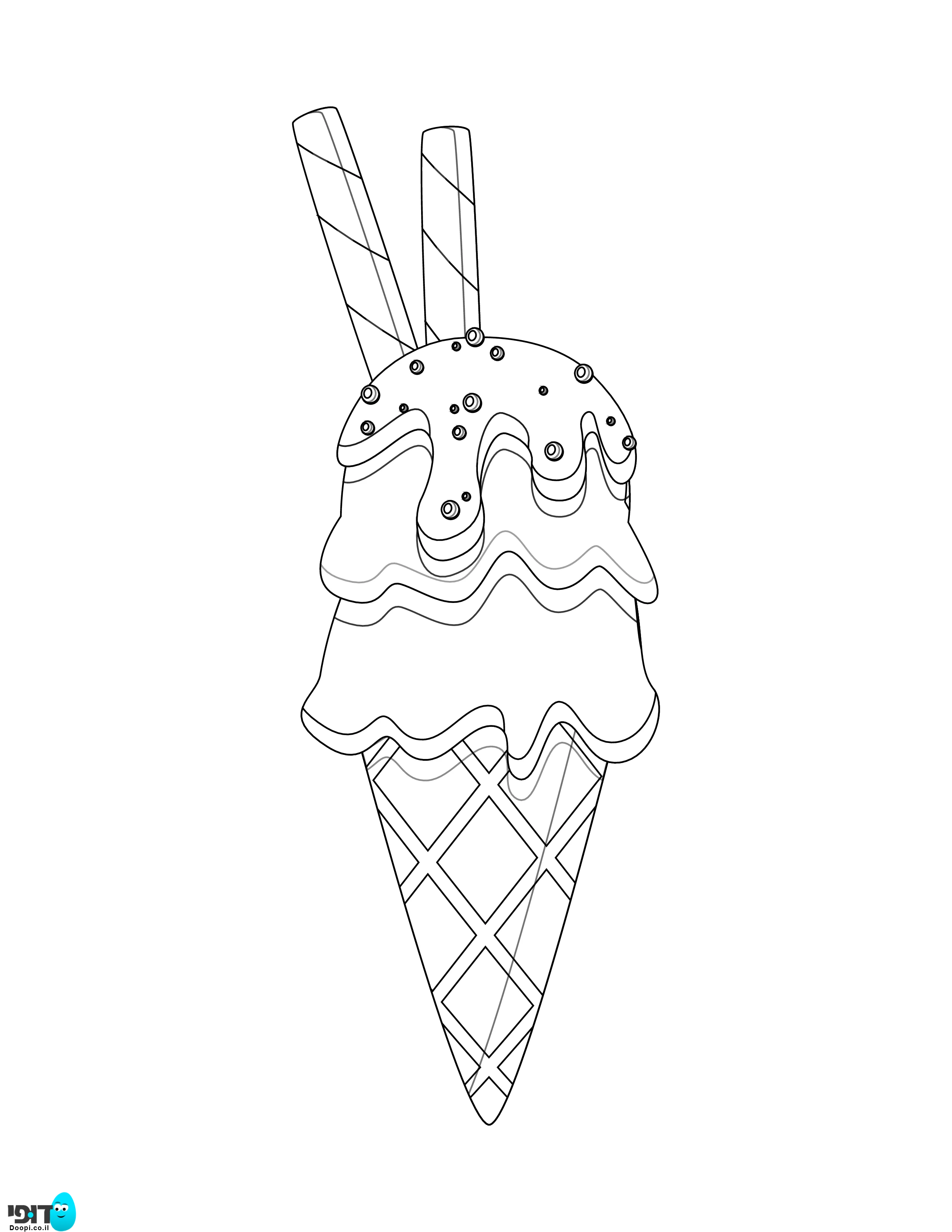 דף צביעה של גביע עם גלידה