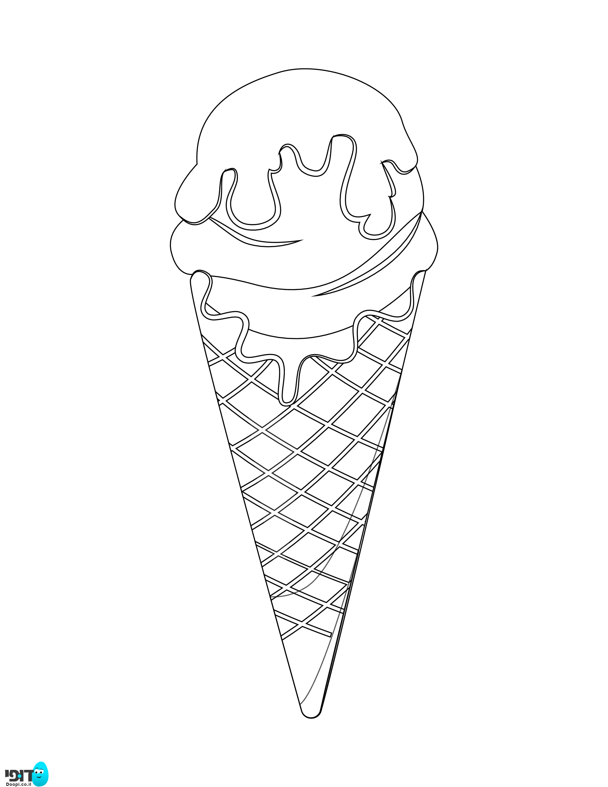 דף צביעה של גלידה בתוך גביעה