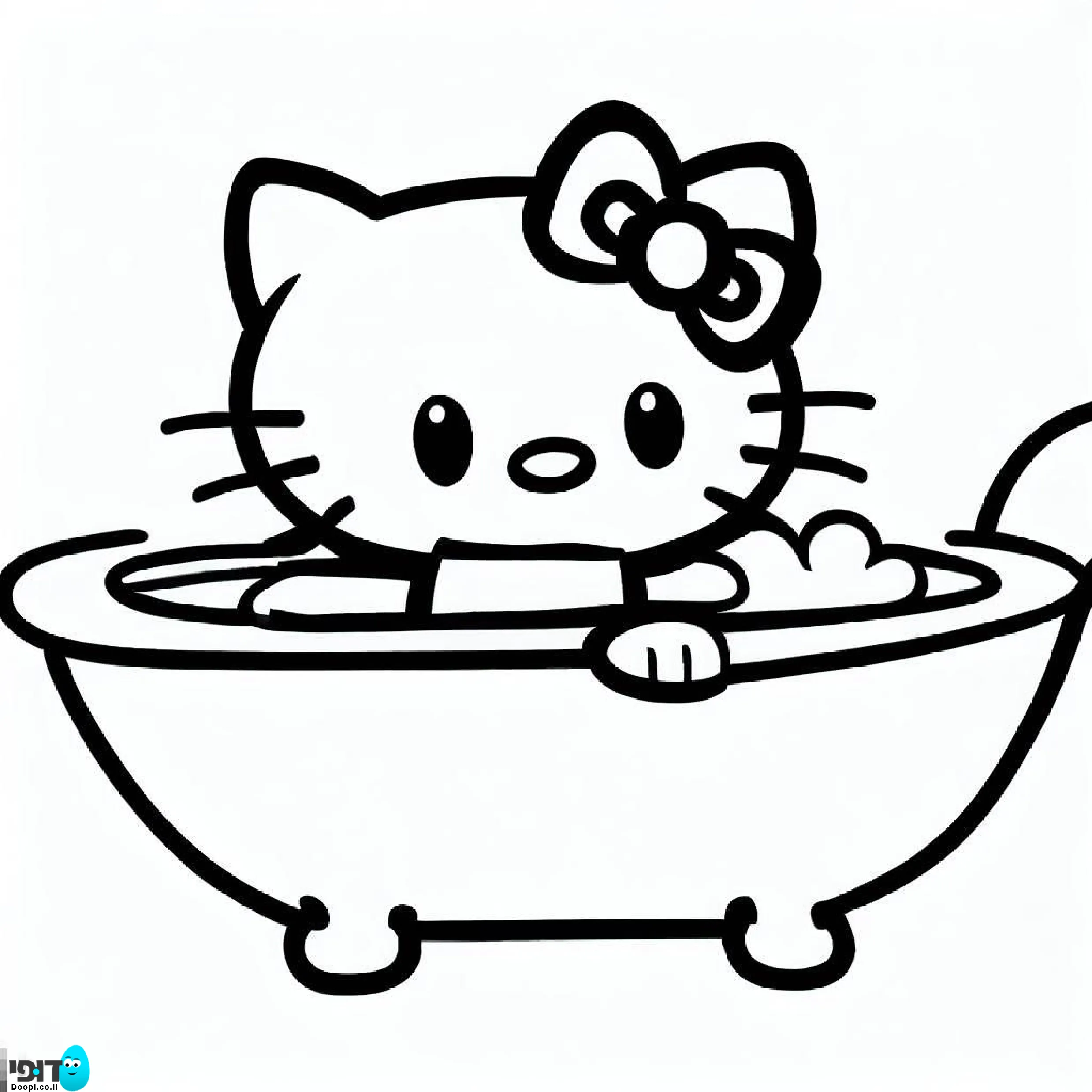 דף צביעה הלו קיטי באמבטיה