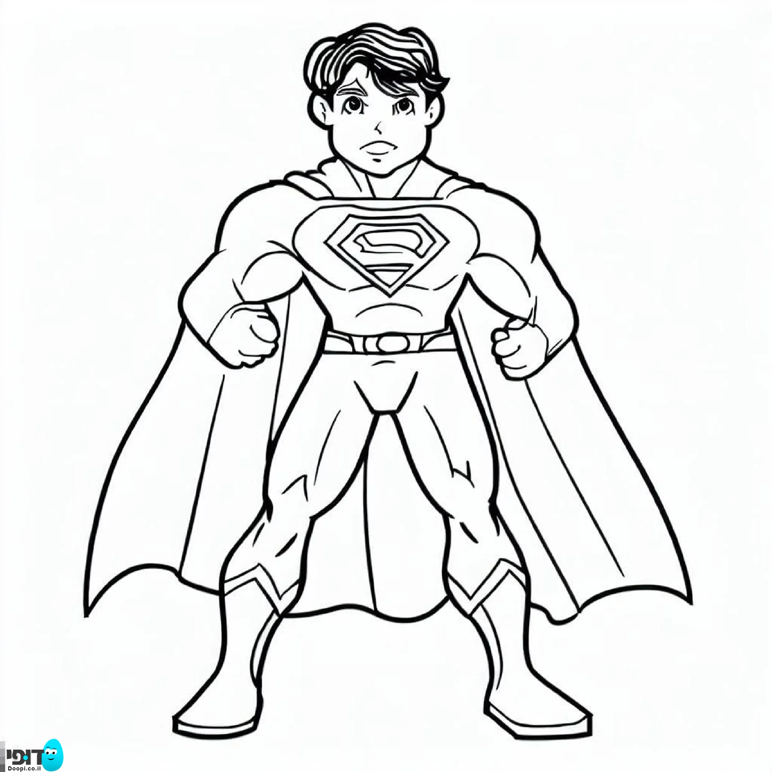 דף צביעה סופרמן עם גלימה
