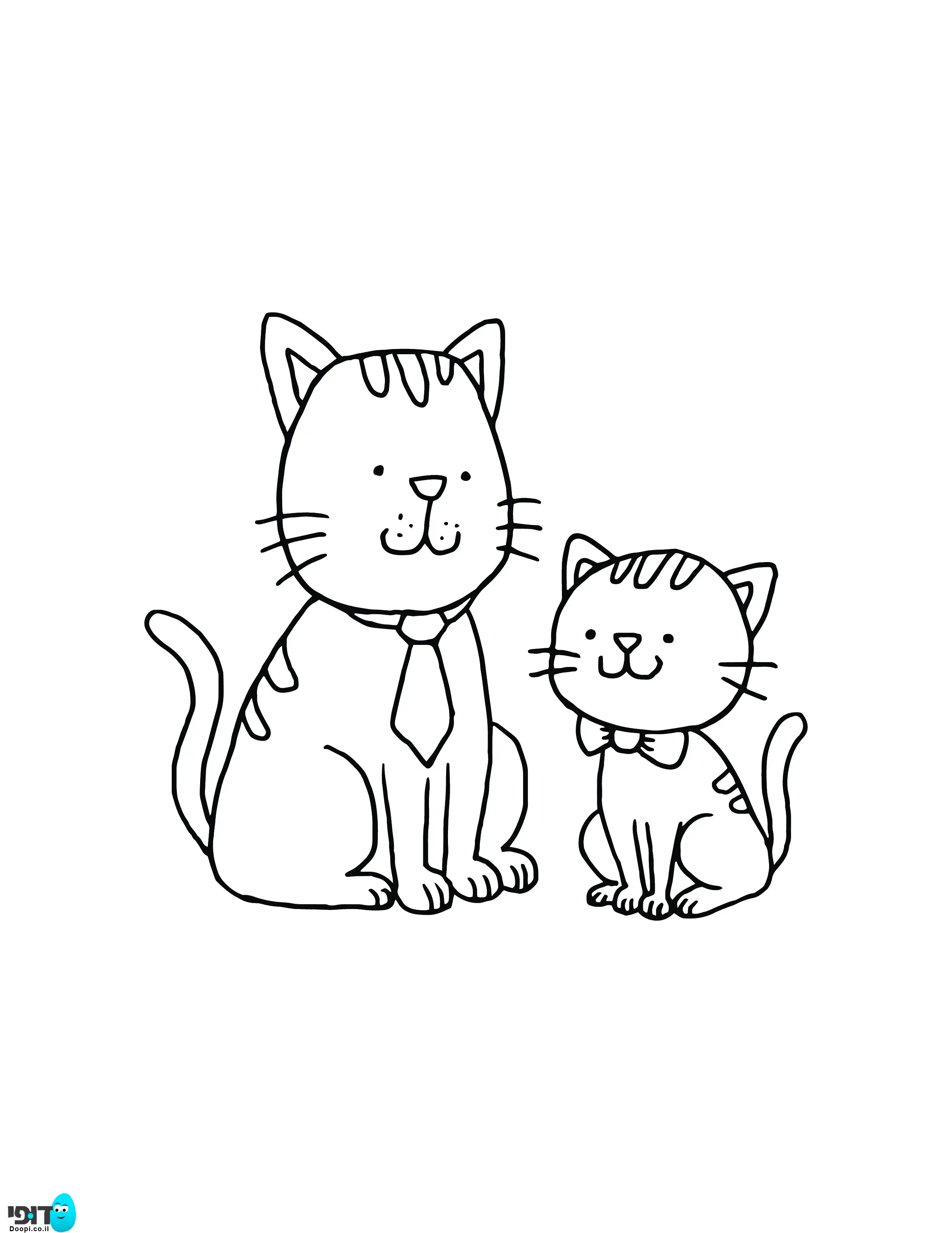 דף צביעה חיות חמודות חתולים להדפסה