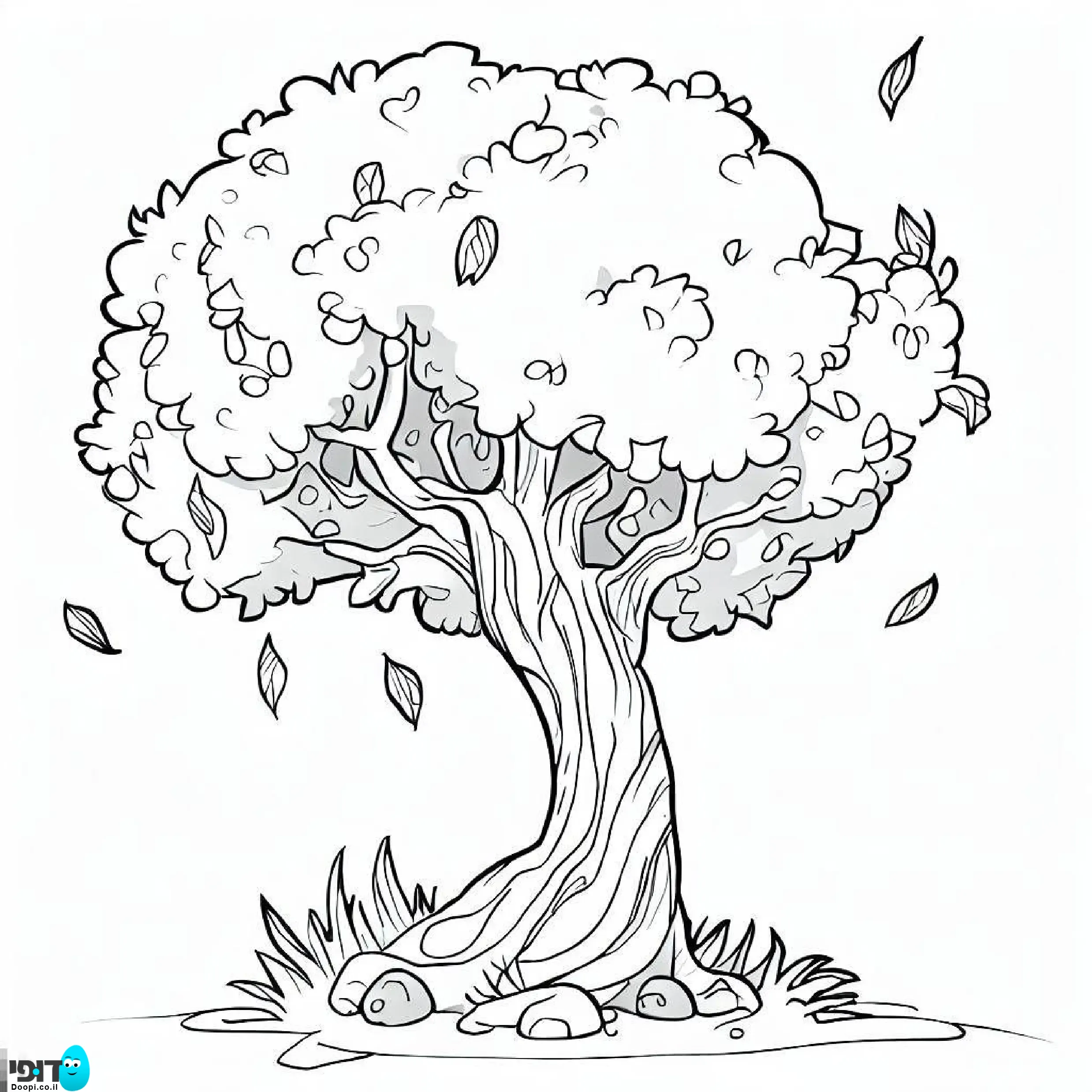 דף צביעה עץ נושר להדפסה