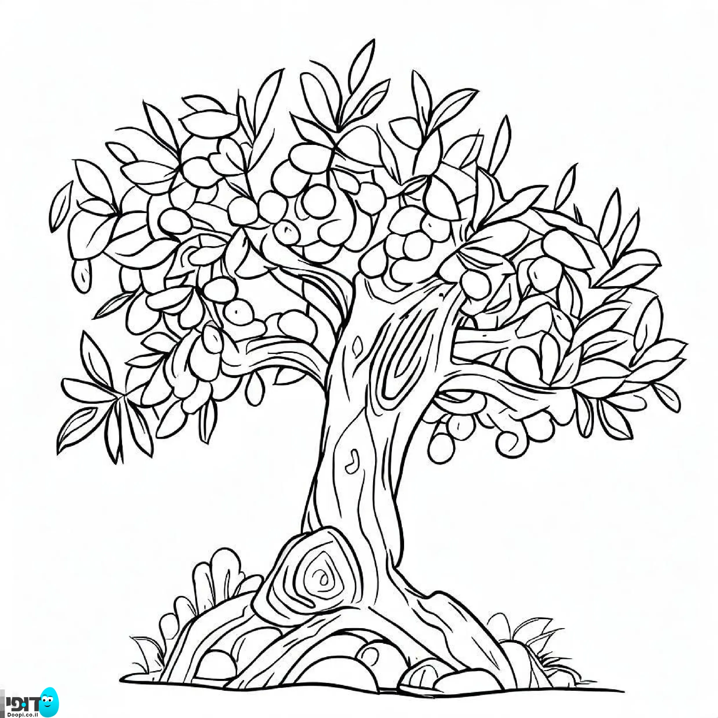 דף צביעה עץ זיתים להדפסה