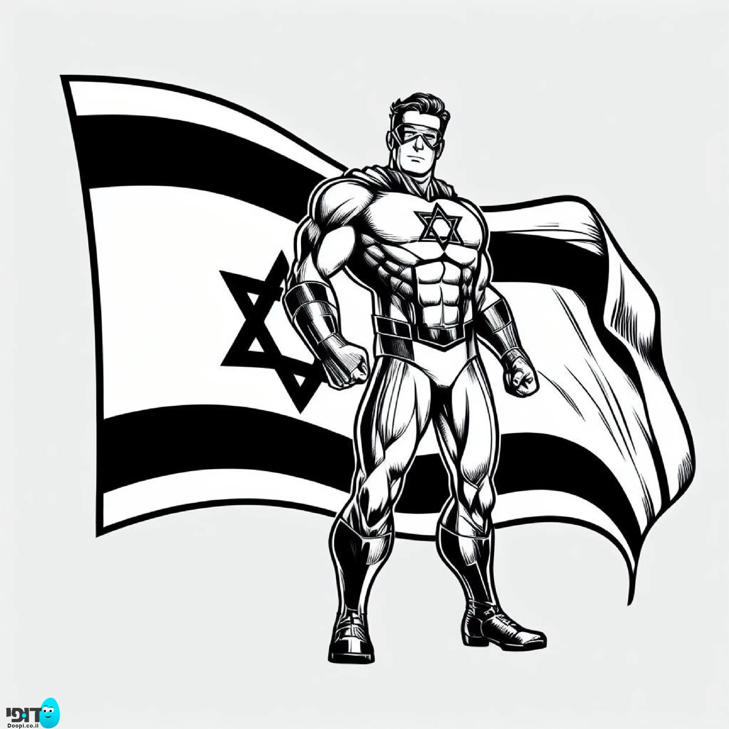 דף צביעה גיבור על עם דגל ישראל