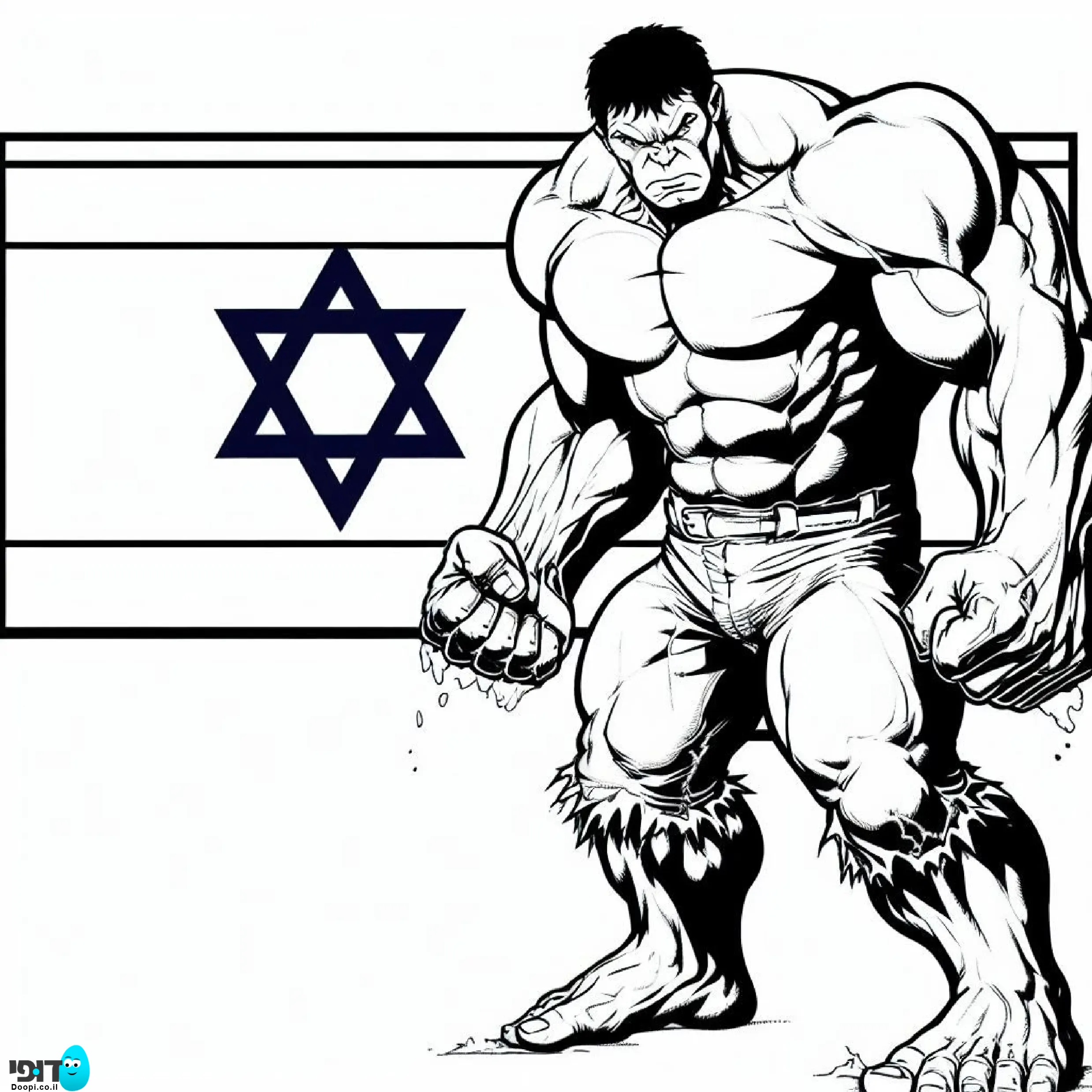 דף צביעה הענק הירוק עם דגל ישראל