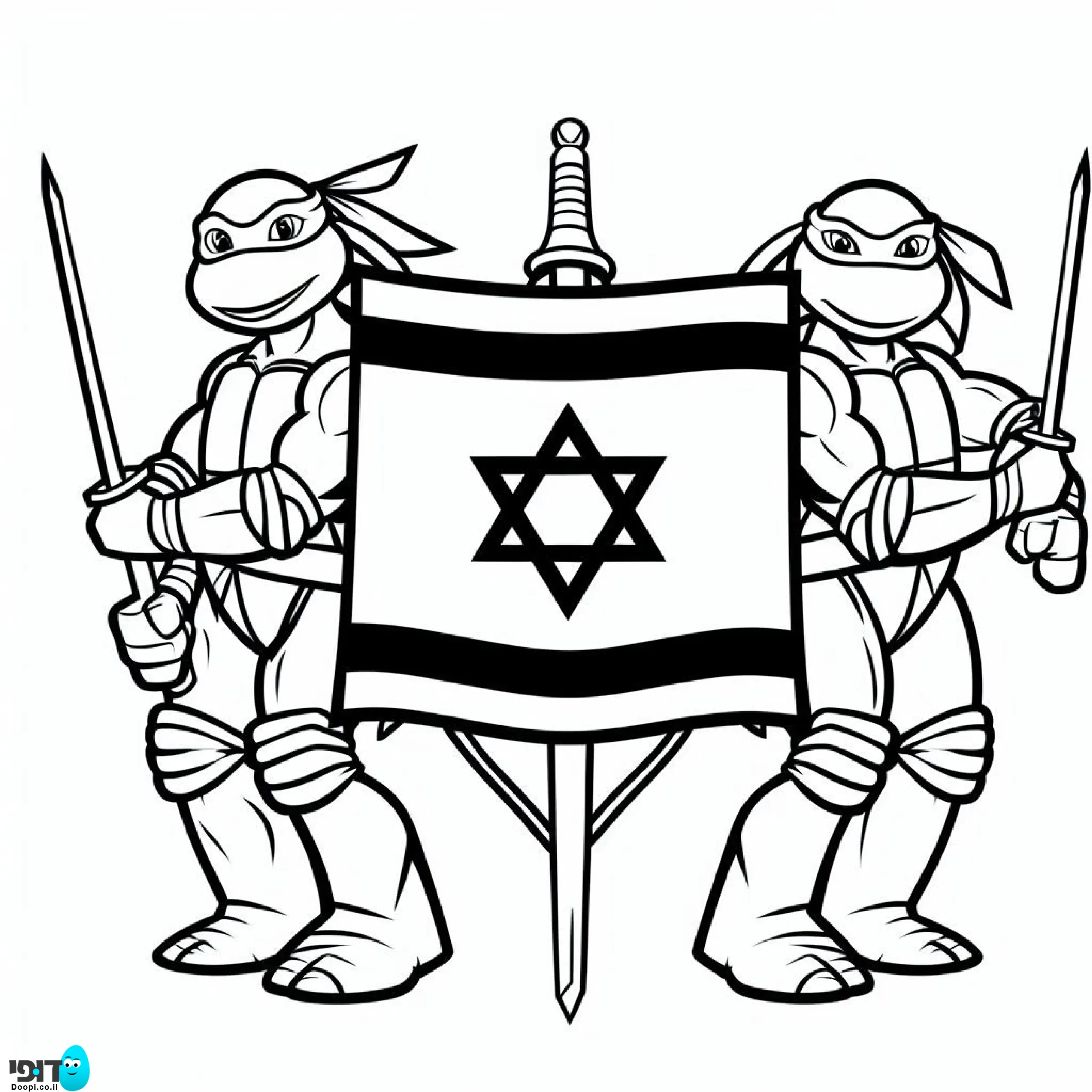 דף צביעה צבי הנינג&amp;#039;ה עם דגל ישראל
