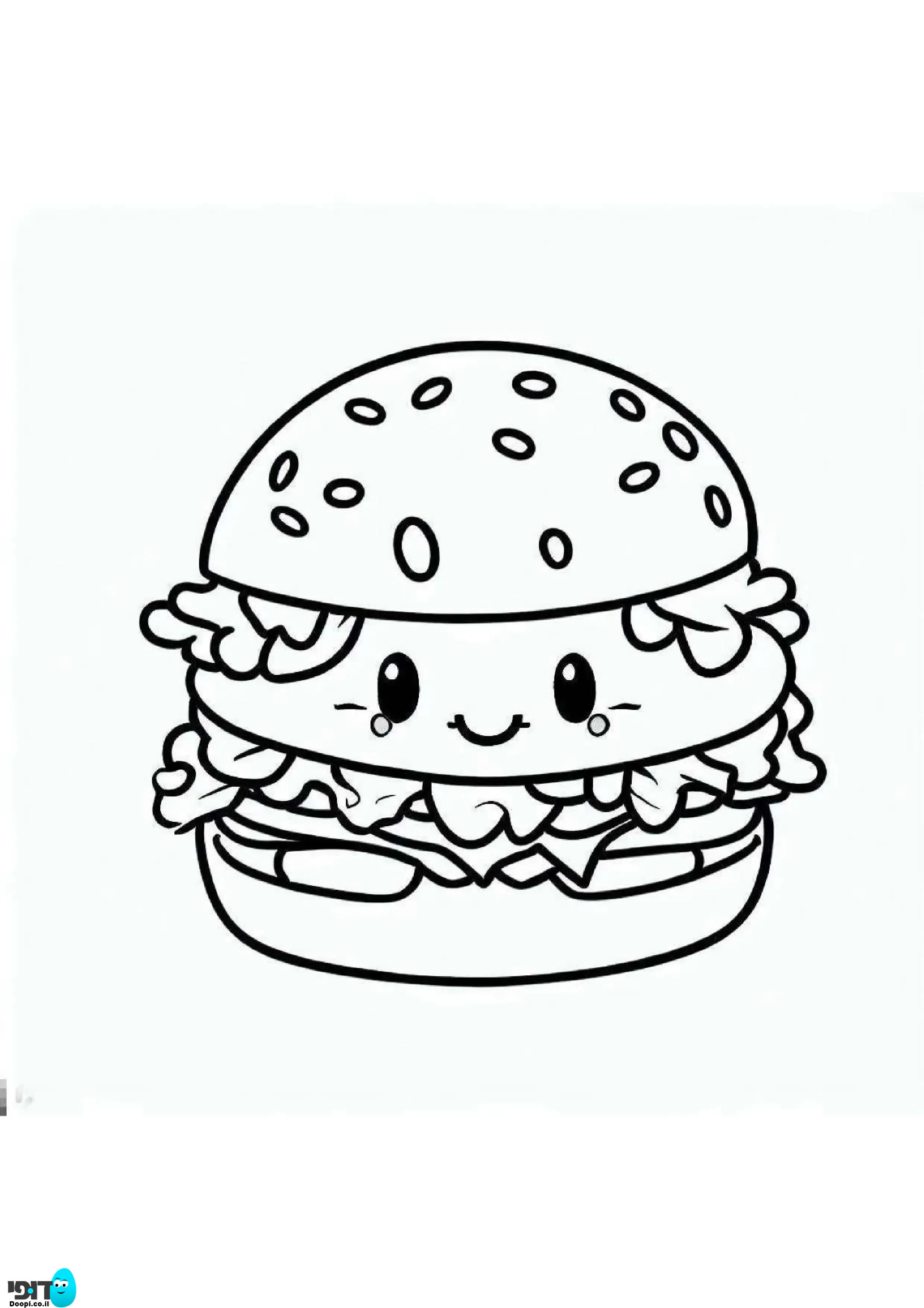דף צביעה חמוד של המבורגר