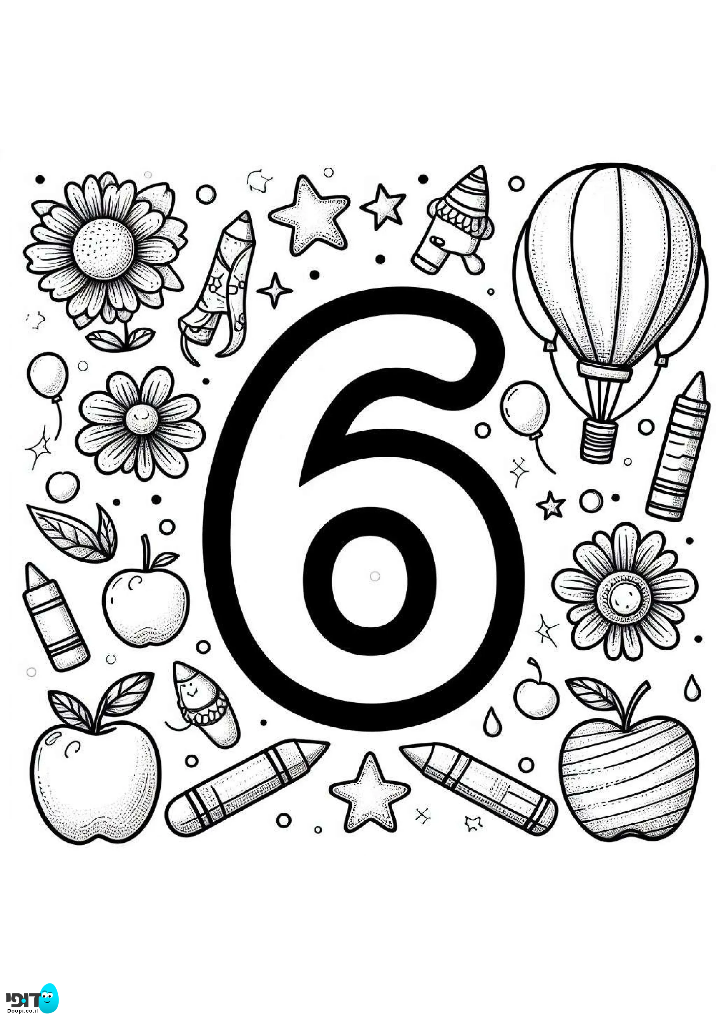דף צביעה המספר 6 להדפסה