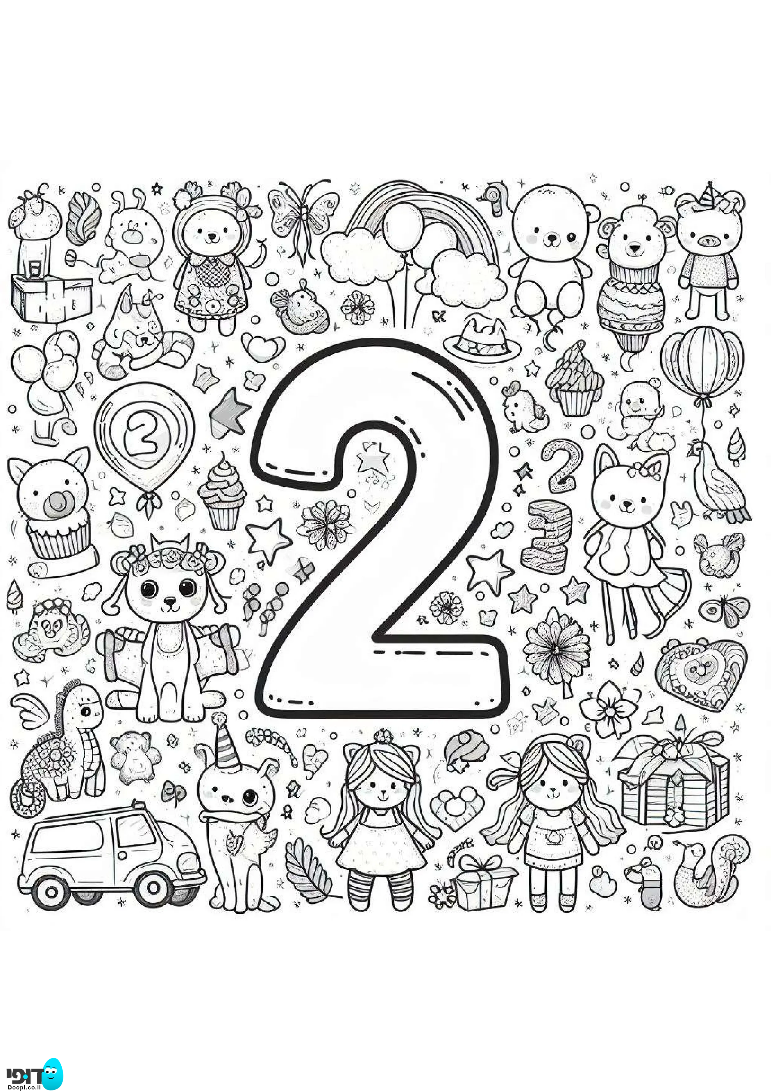 דף צביעה המספר 2 להדפסה