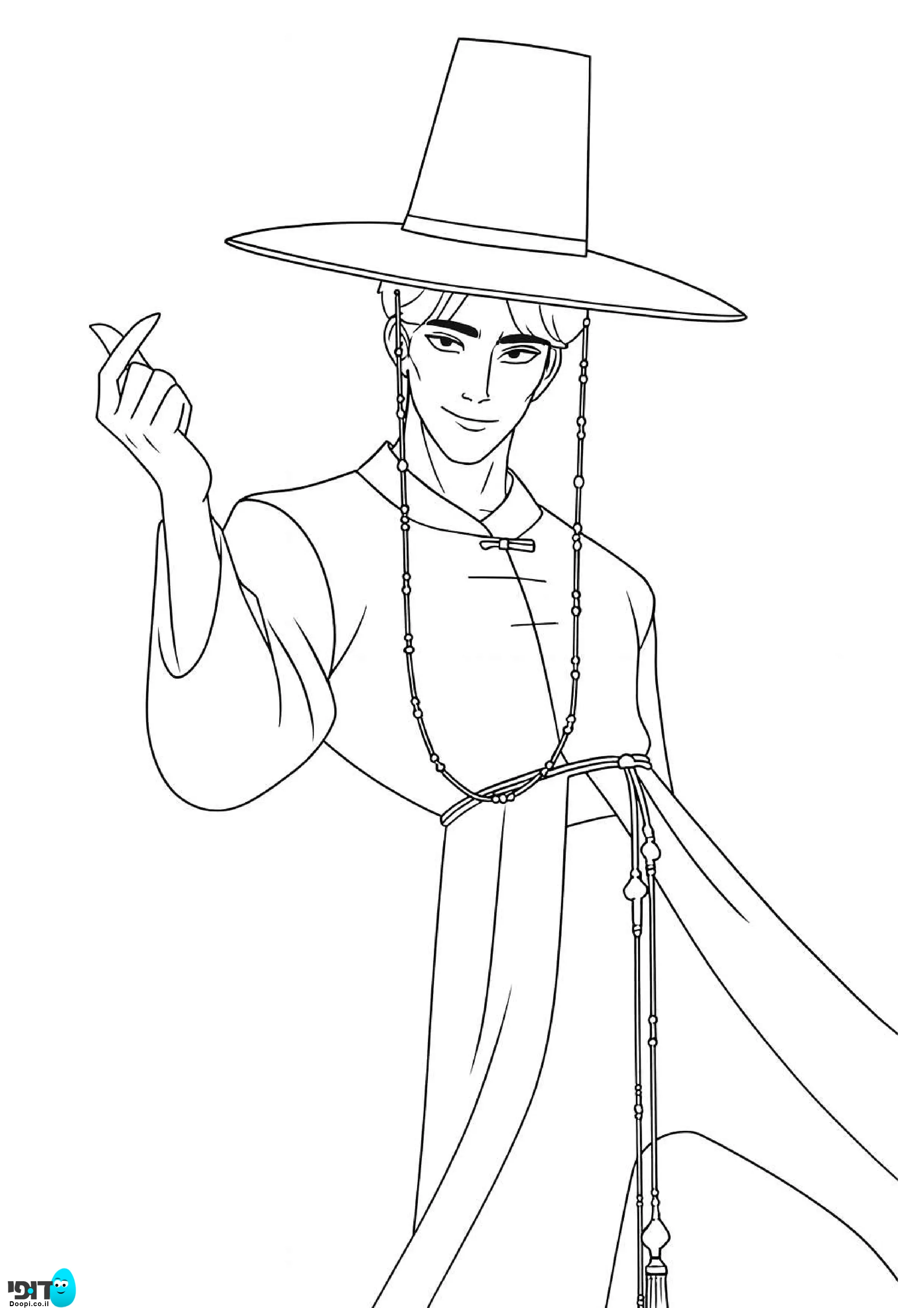 דף צביעה ציידות השדים של הקיי פופ גינו בצורת שד