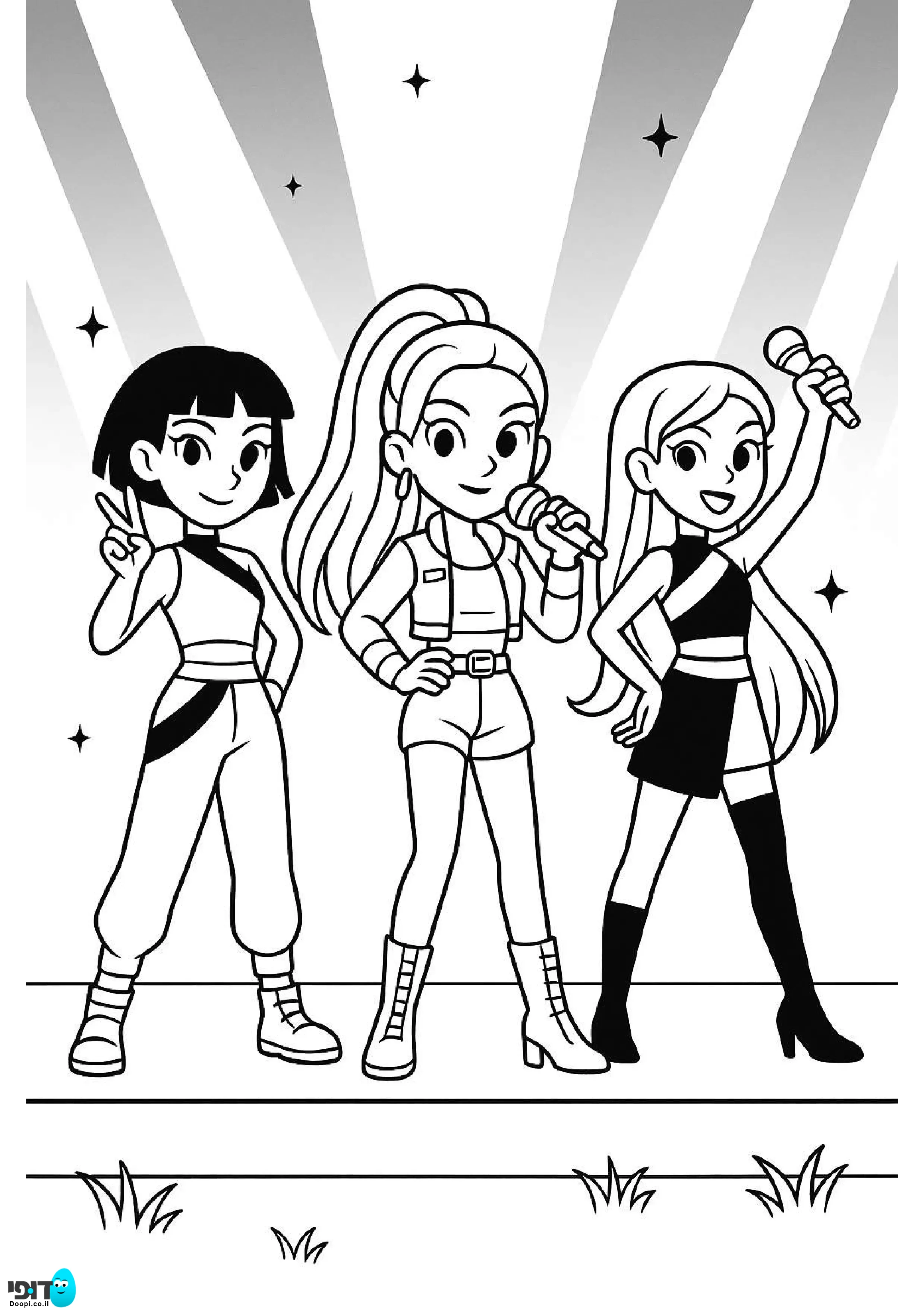 דף צביעה של ציידות השדים של הקיי פופ האנטריקס בהופעה