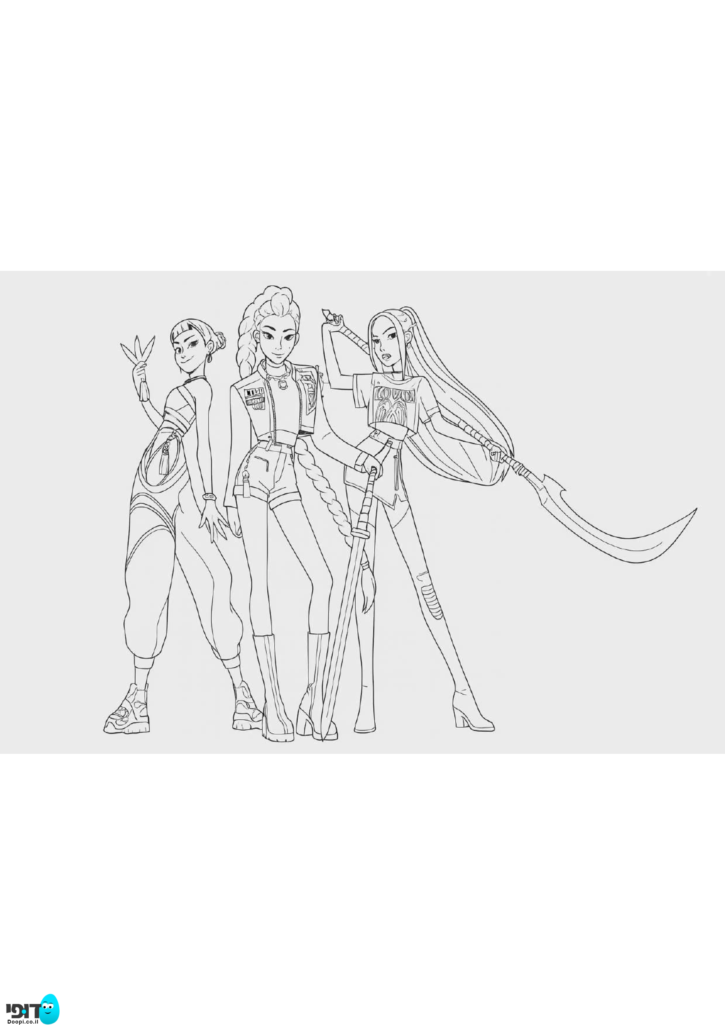 דף צביעה ציידות השדים של הקיי פופ להקת האנטריקס