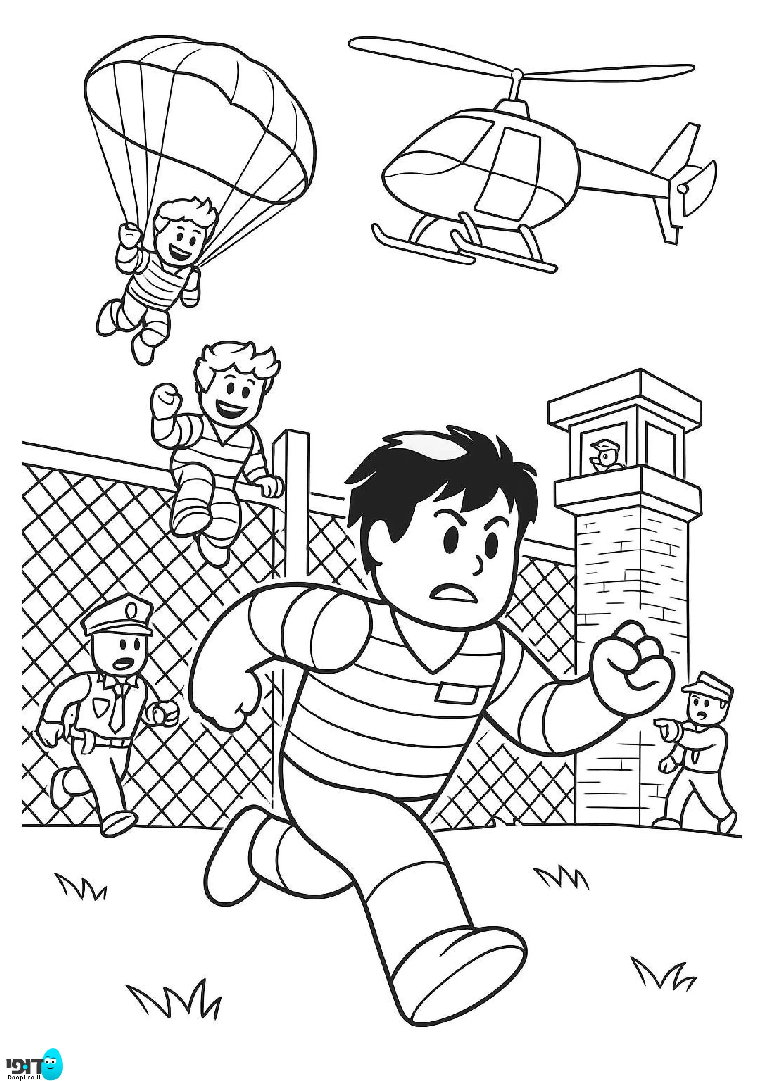 דף צביעה רובלוקס בורח מהכלא