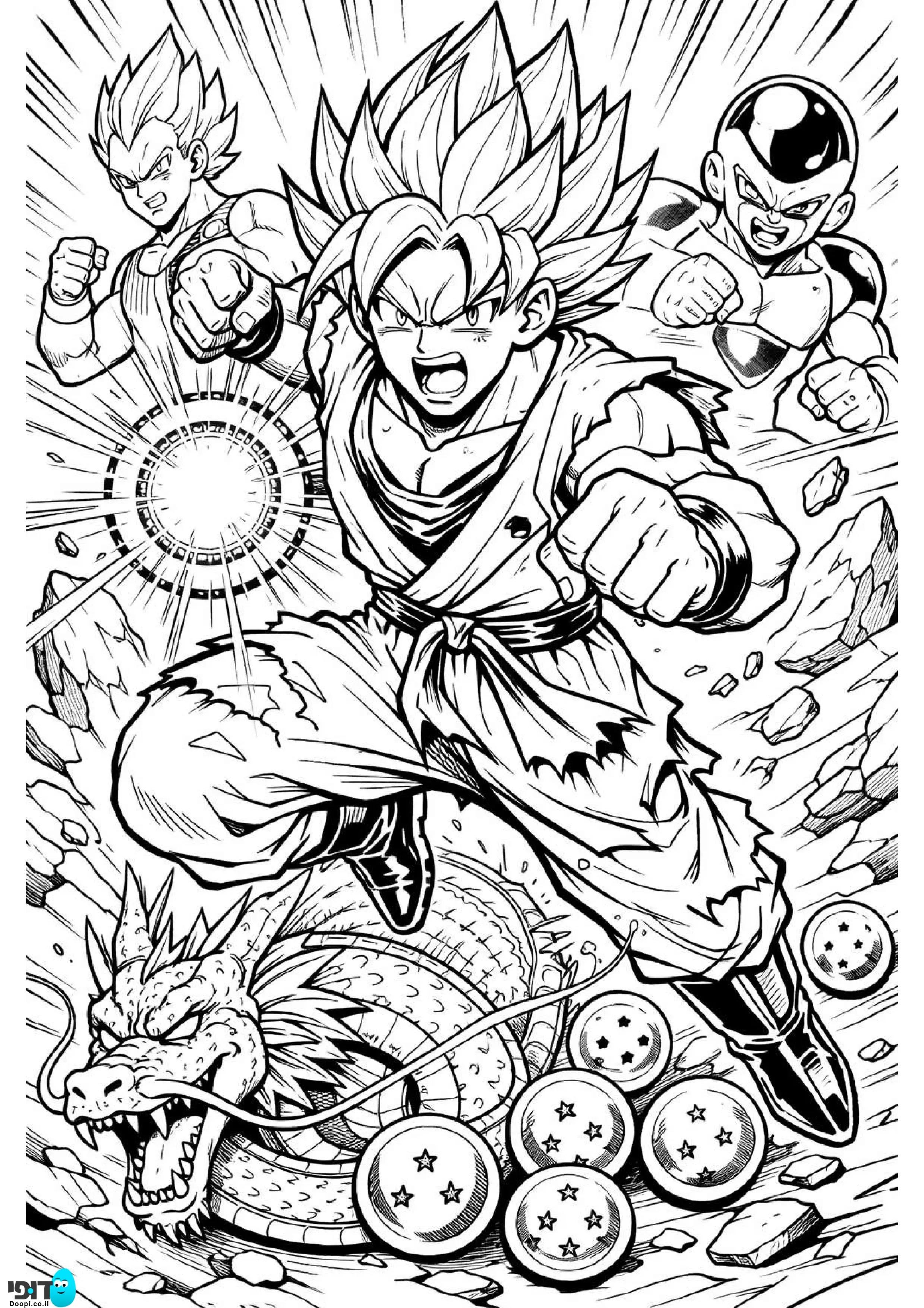 דף צביעה דרגון בול דמויות