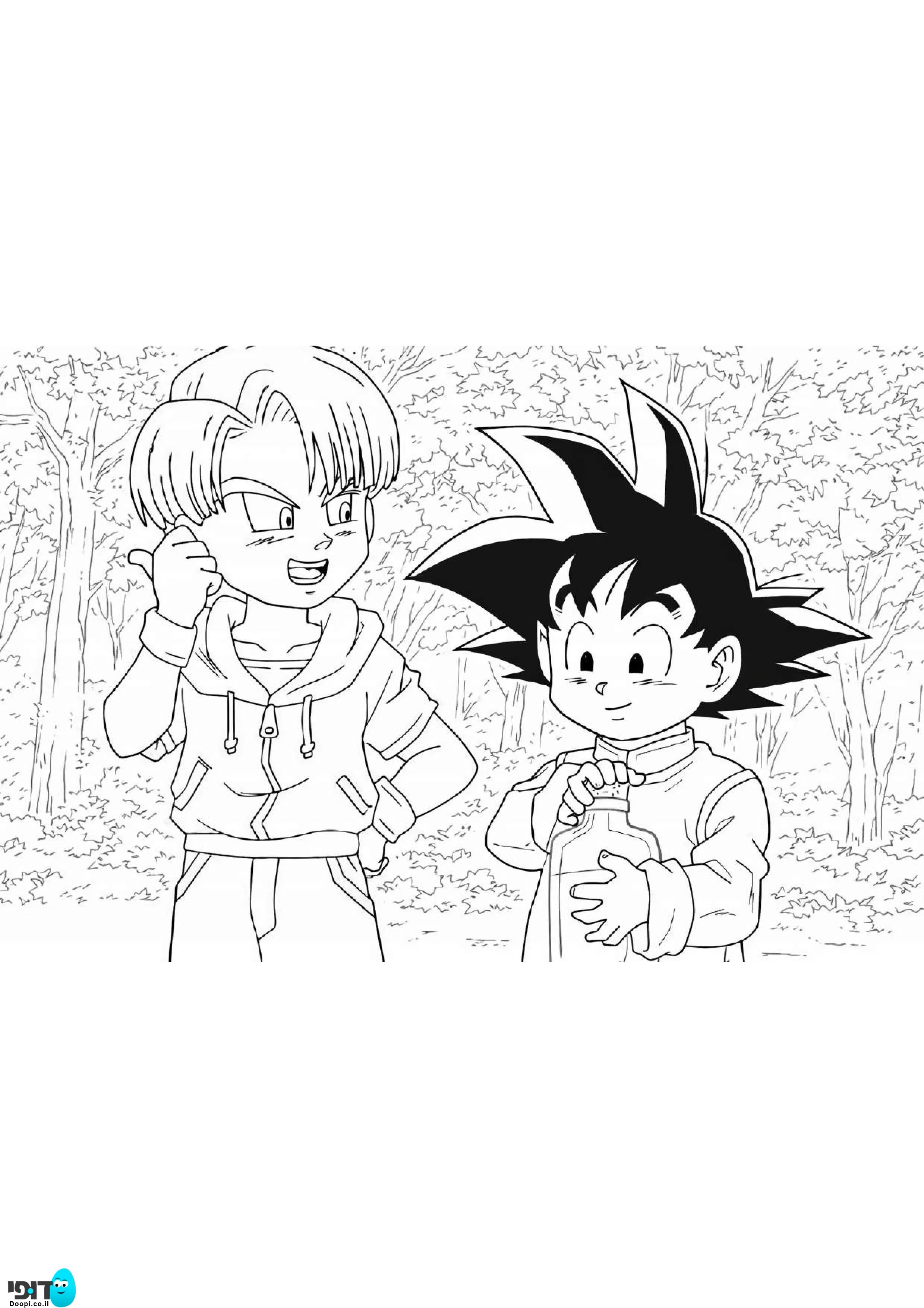 דף צביעה דרגון בול טראנקס וגוטן