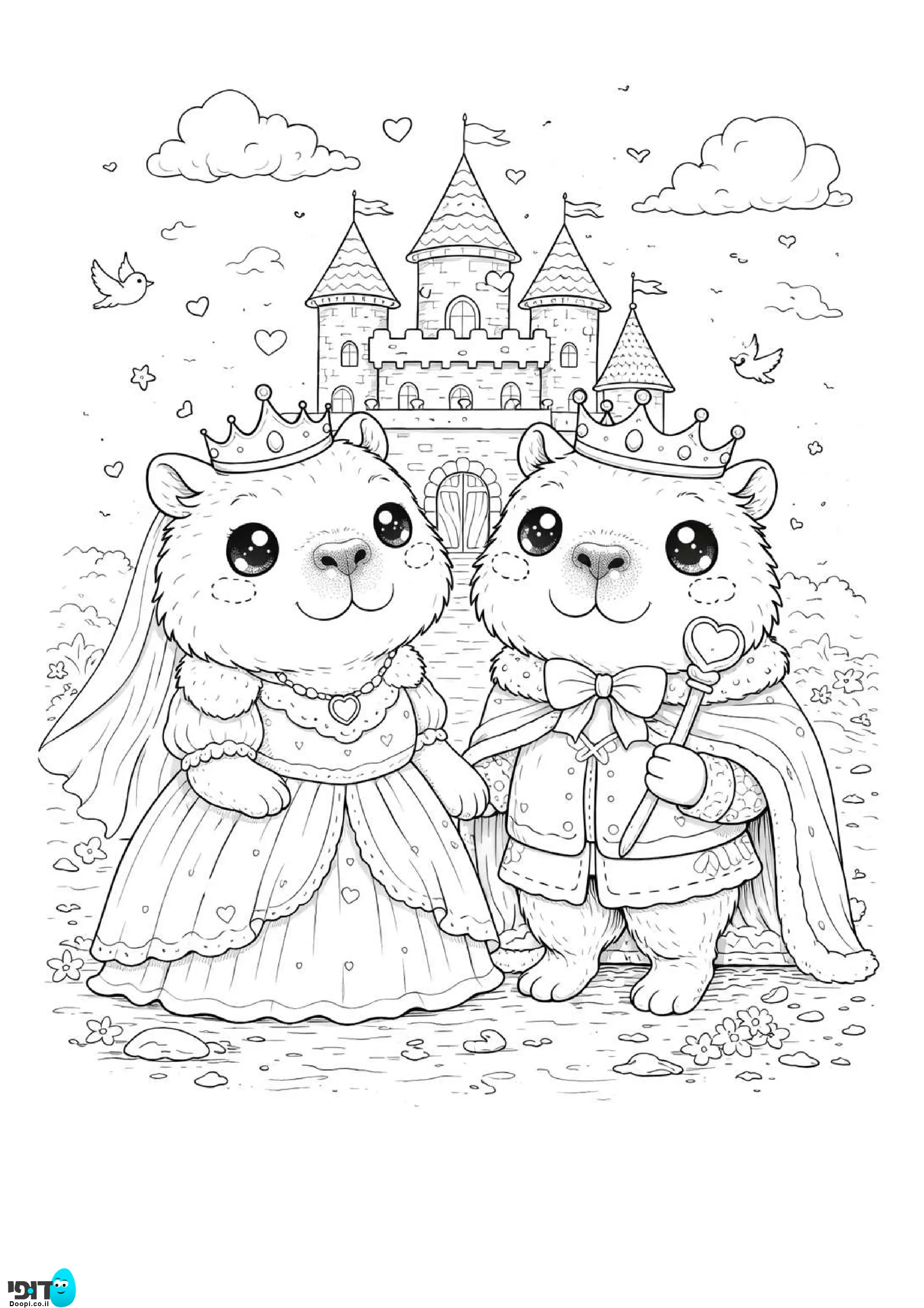 דף צביעה קפיברה נסיך ונסיכה