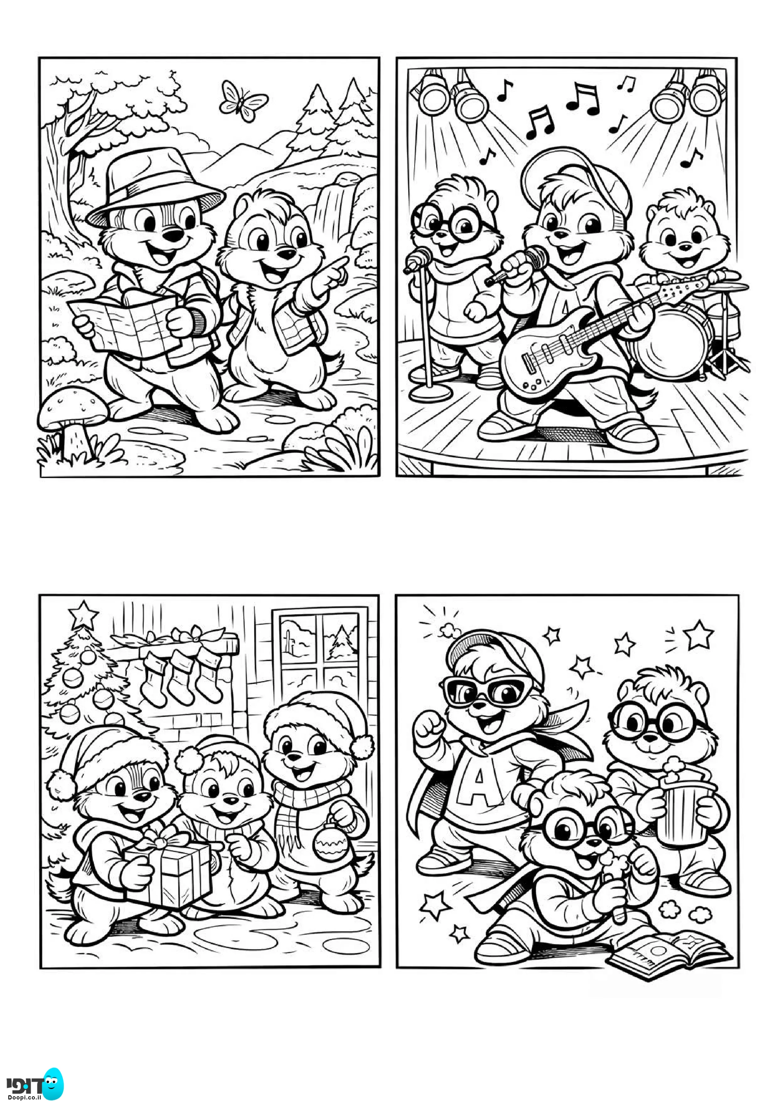 דף צביעה צ&amp;#039;יפמאנקס חוגגים