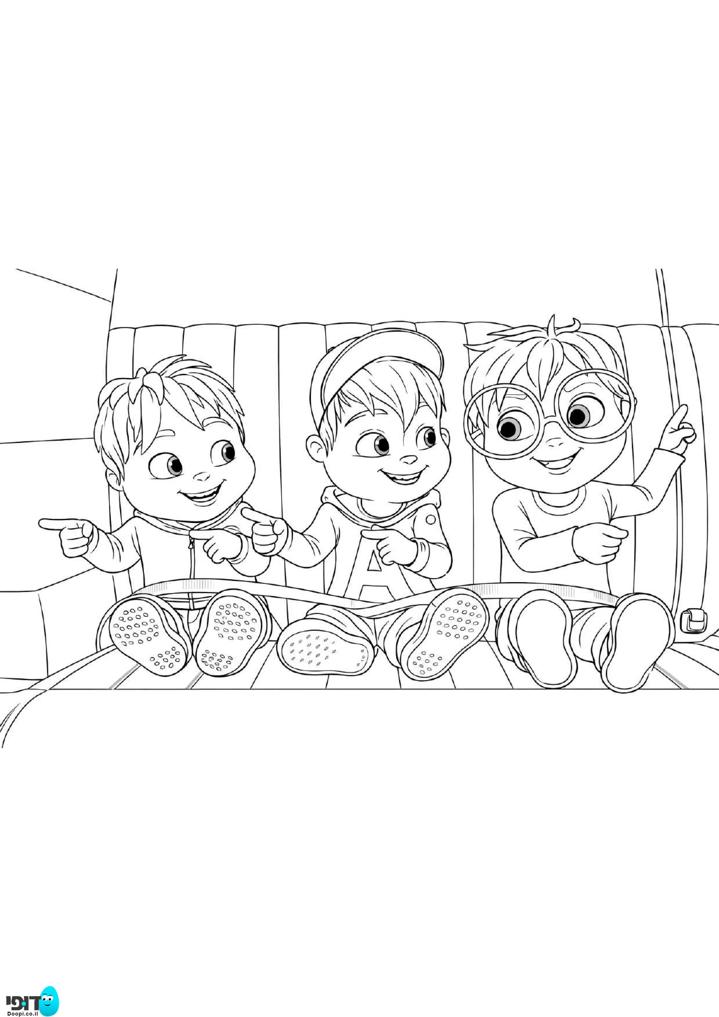 דף צביעה צ&amp;#039;יפמאנקס חגורים באוטו